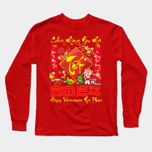 Chuc Mung Nam Moi Happy Vietnamese New Year 2024 Boy Kid Girl Long Sleeve T-Shirt